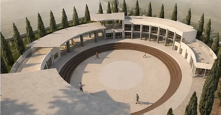 Üçüncü Mekân projesinin merkezi avlusunu gösteren kuşbakışı render.