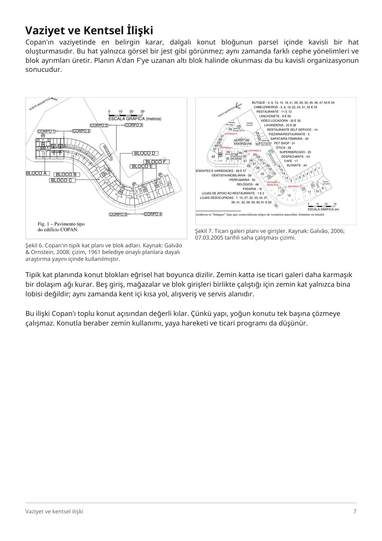 Copan'ın tipik kat planı ve ticari galeri planını birlikte gösteren araştırma sayfası.